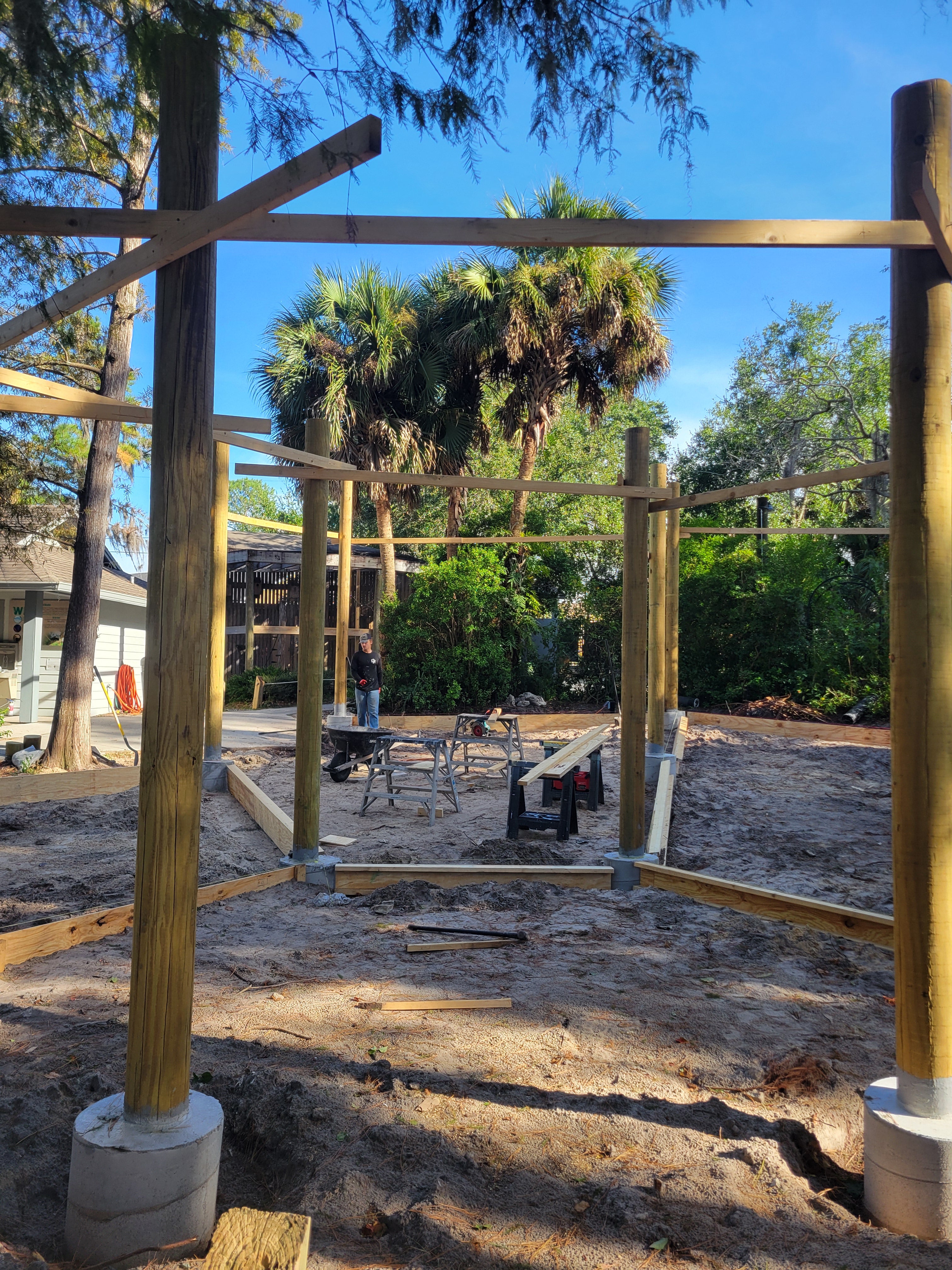 An outdoor structure under construction